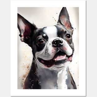 Black and White Boston Terrier Posters and Art